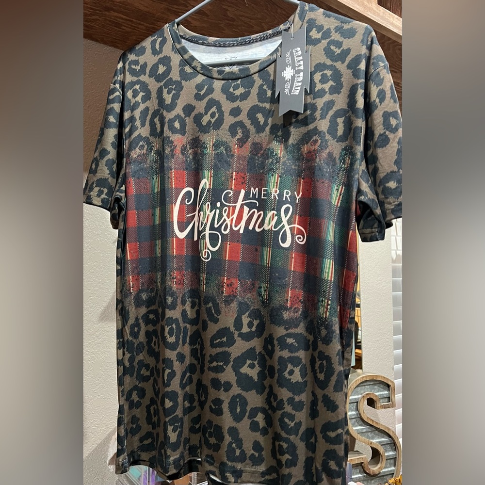 Crazy Train - Christmas Leopard Plaid Tee Shirt